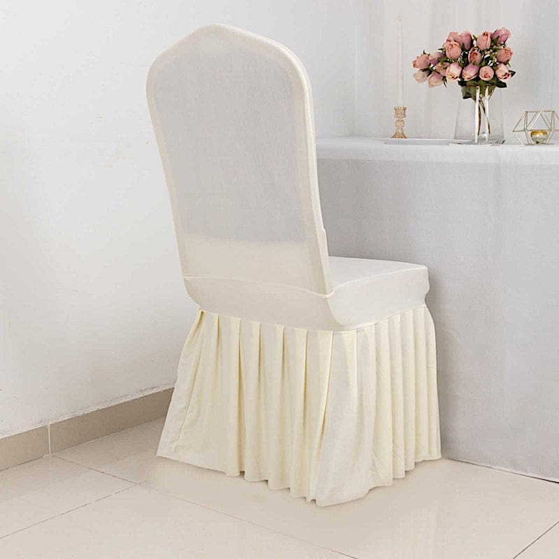 Ruffle Pleated Skirt Fitted Spandex Banquet Chair Cover