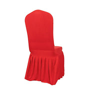 Ruffle Pleated Skirt Fitted Spandex Banquet Chair Cover CHAIR_SPX_RUF_RED