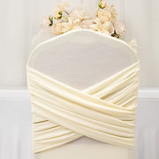 Ruffle Pleated Skirt Fitted Spandex Banquet Chair Cover with Cross Back Sash