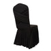 Ruffle Pleated Skirt Fitted Spandex Banquet Chair Cover with Cross Back Sash CHAIR_SPX_RUF01_BLK