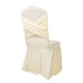 Ruffle Pleated Skirt Fitted Spandex Banquet Chair Cover with Cross Back Sash CHAIR_SPX_RUF01_IVR