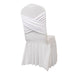 Ruffle Pleated Skirt Fitted Spandex Banquet Chair Cover with Cross Back Sash CHAIR_SPX_RUF01_WHT