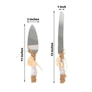Rustic Jute Lace Wedding Cake Knife Server Gift Set -Natural SERV_JUTE_001