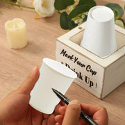 Rustic Wooden Solo Cup Holder Box with Black Marker Pen - Whitewashed WOD_HOLD01_5X5_WHT