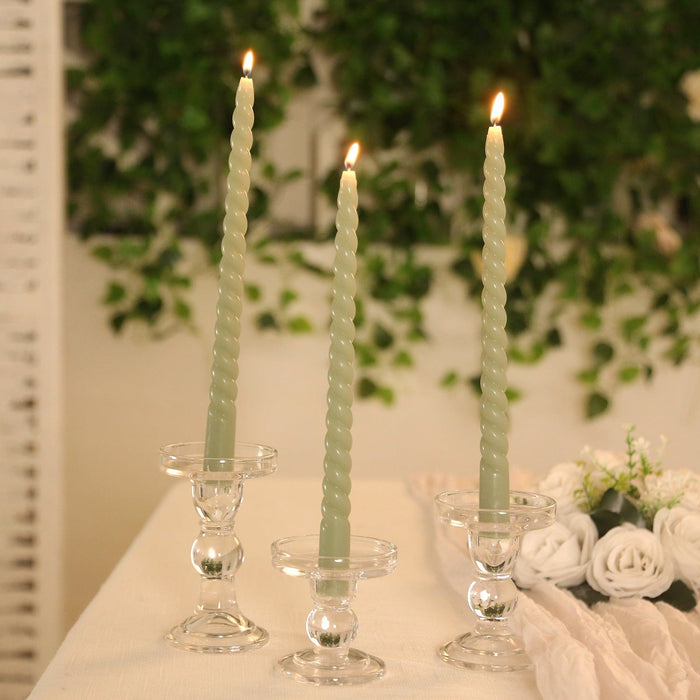 12 Spiral 11" Long Unscented Premium Wax Taper Candles