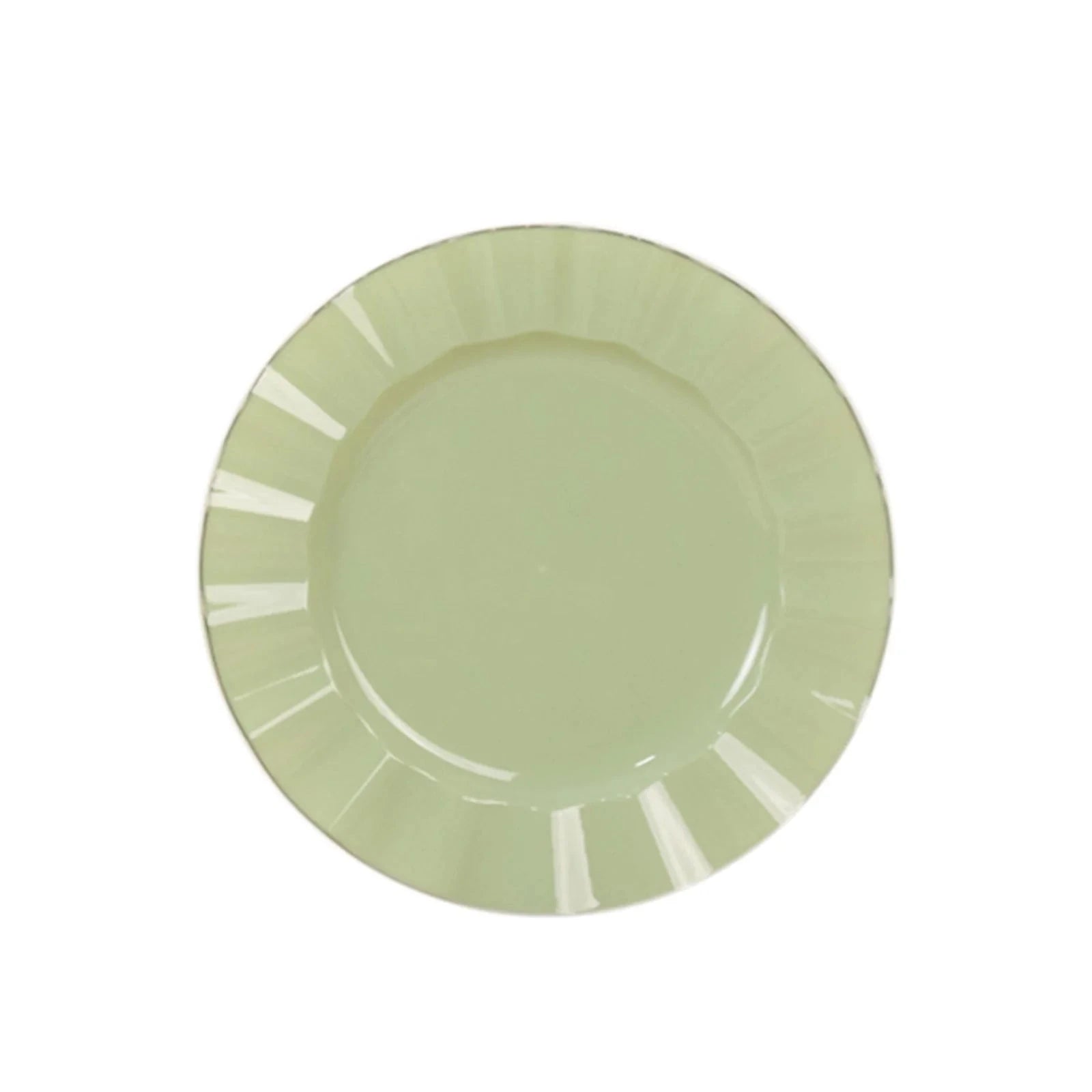 10 Round Plastic Salad Dinner Plates with Gold Wavy Rim - Disposable Tableware