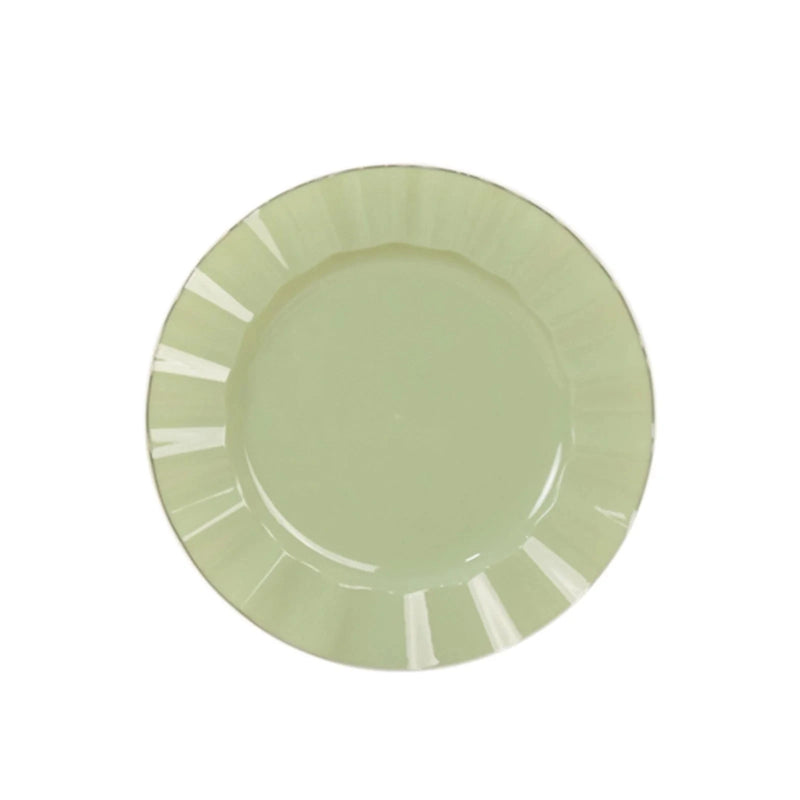 10 Round Plastic Salad Dinner Plates with Gold Wavy Rim - Disposable Tableware