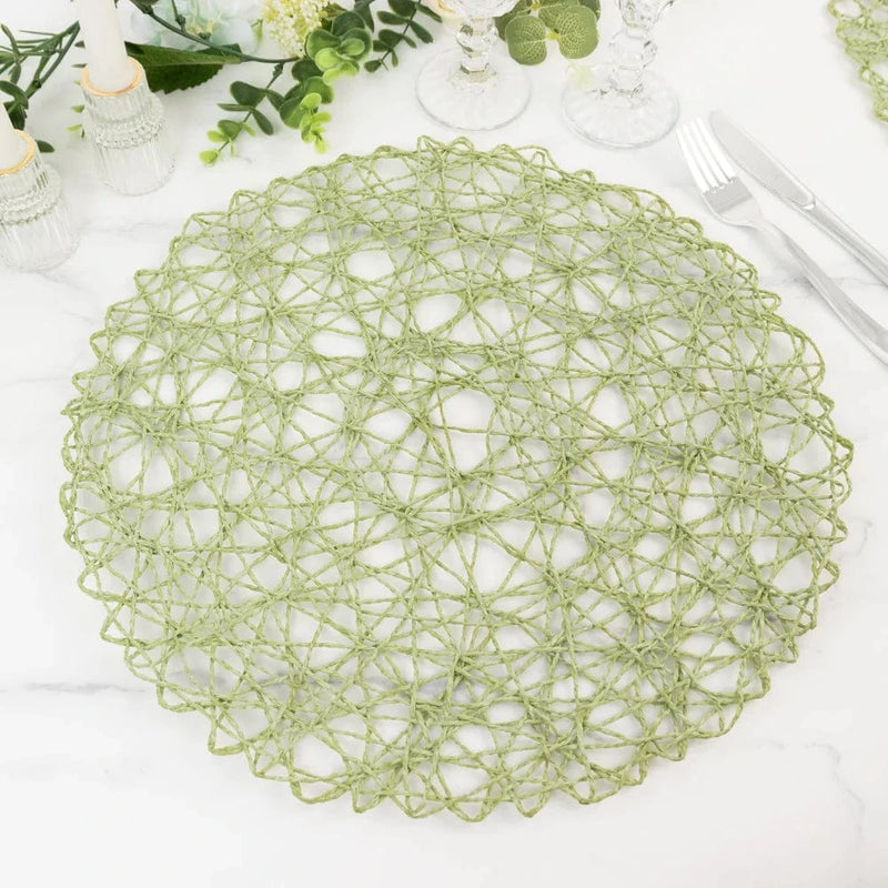 6 pcs 15" wide Round Metallic String Placemats