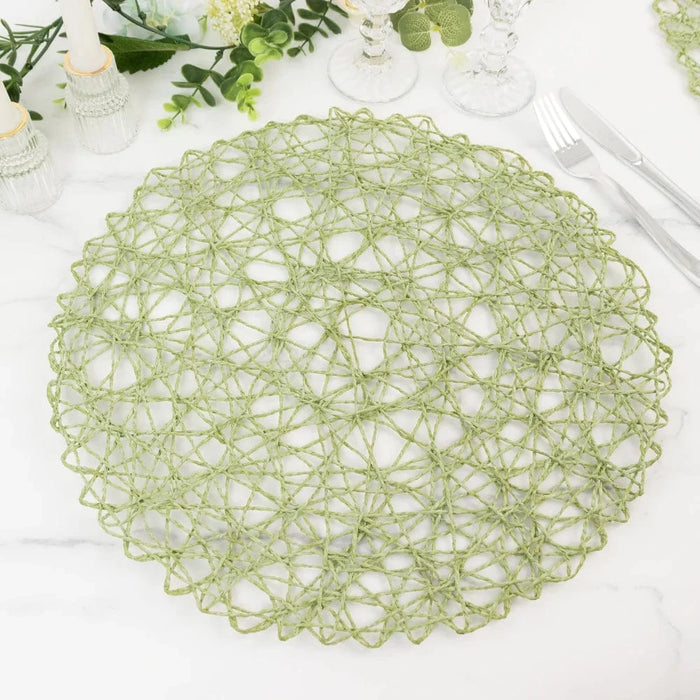 6 pcs 15" wide Round Metallic String Placemats