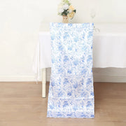 Satin Chiavari Chair Slipcover with Chinoiserie Floral Print - White and Blue SLIP_STN_FLOR_BLUE