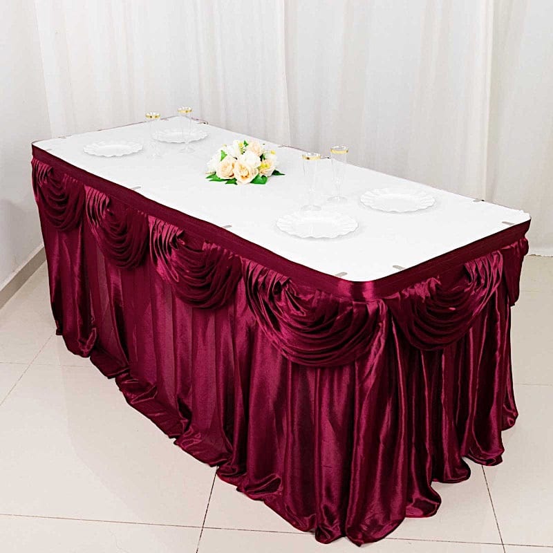 Satin Classic Drape Table Skirt SKT_06_BURG_14