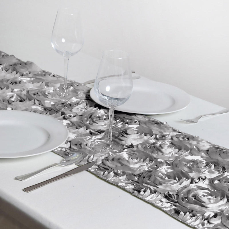 Satin Ribbon Roses Table Runner