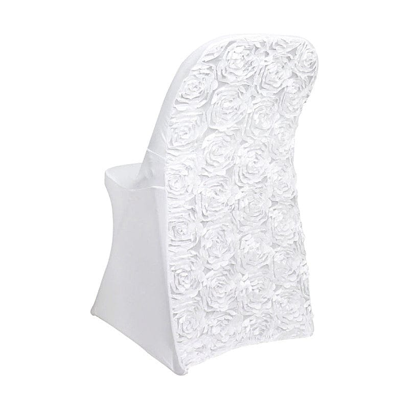 Satin Rosette Stretch Fitted Spandex Folding Chair Cover