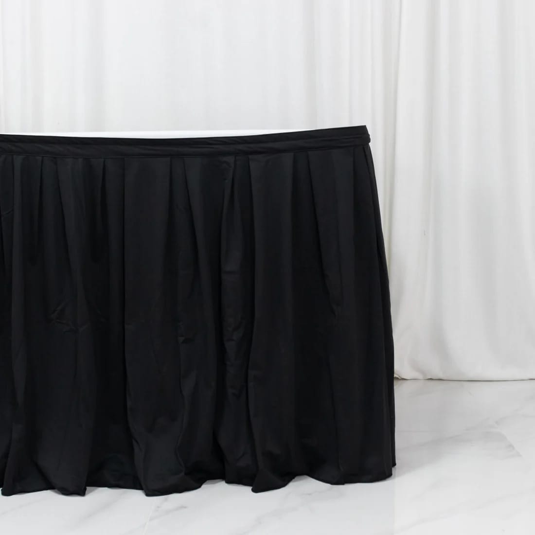 Scuba Polyester Table Skirt with Shirred Pleats