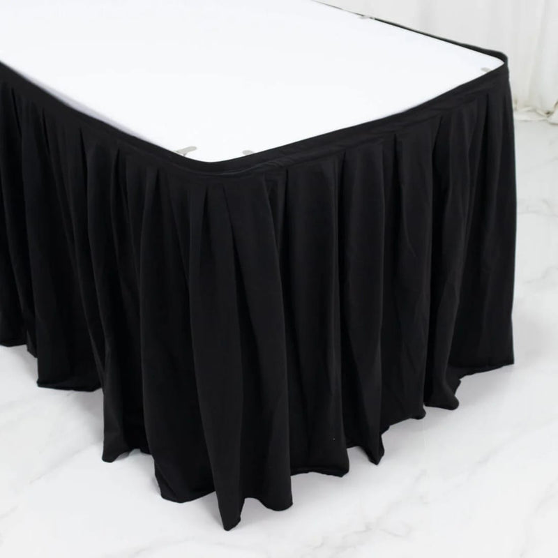 Scuba Polyester Table Skirt with Shirred Pleats