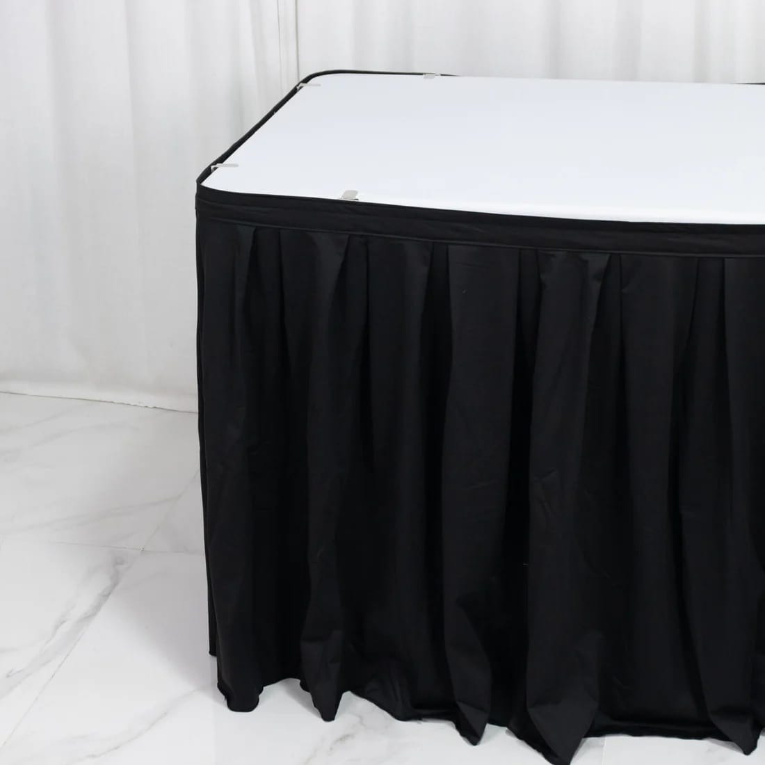 Scuba Polyester Table Skirt with Shirred Pleats