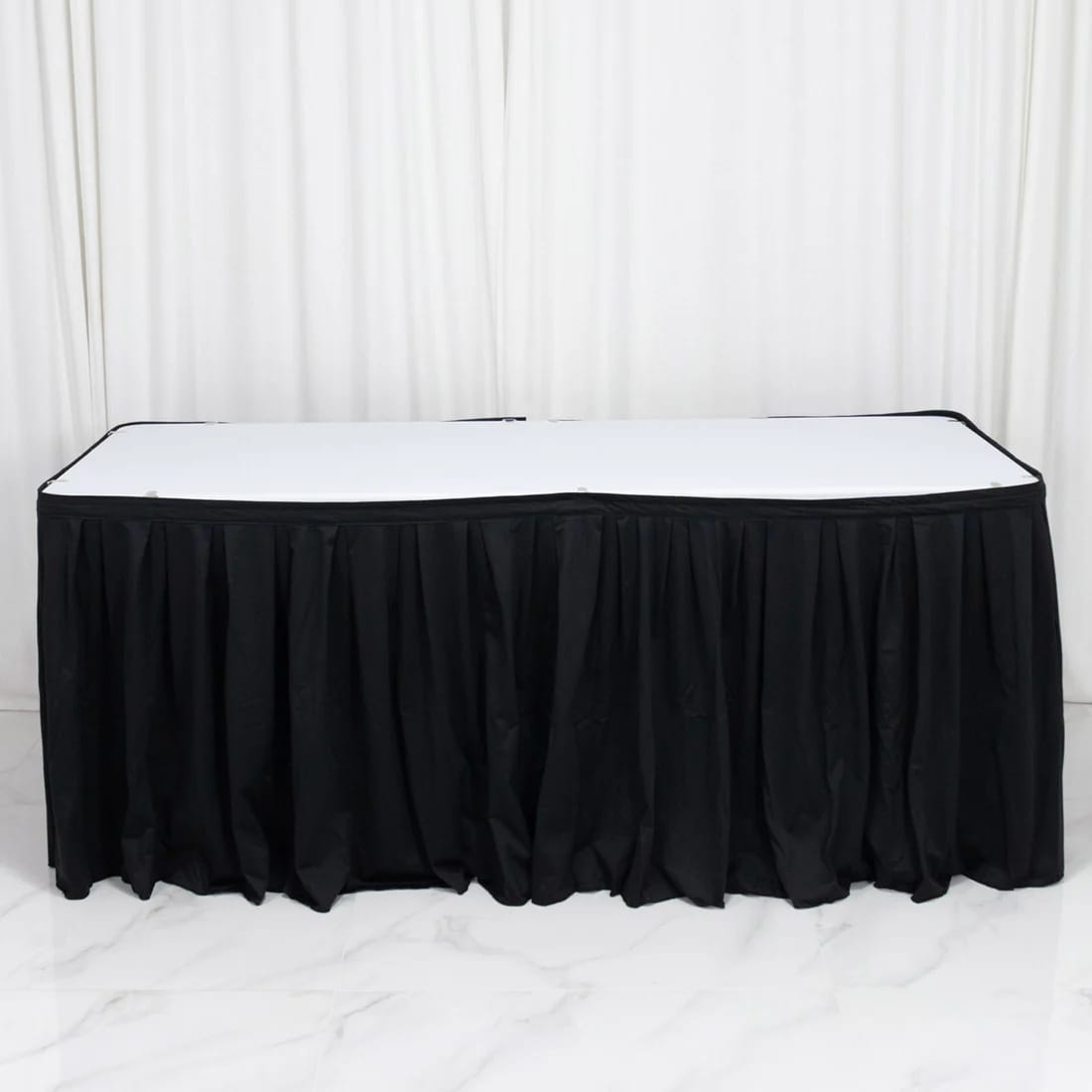 Scuba Polyester Table Skirt with Shirred Pleats