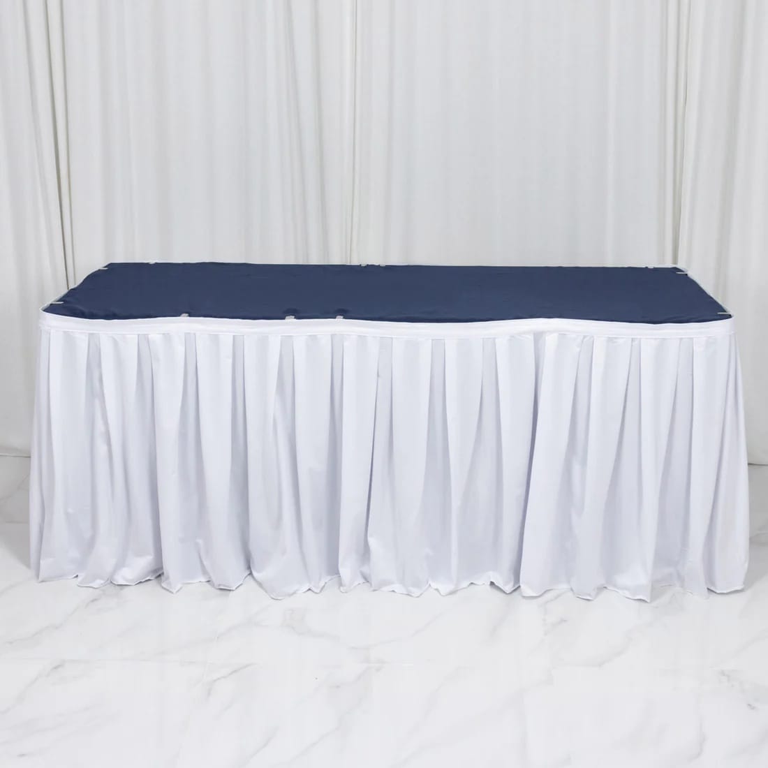 Scuba Polyester Table Skirt with Shirred Pleats