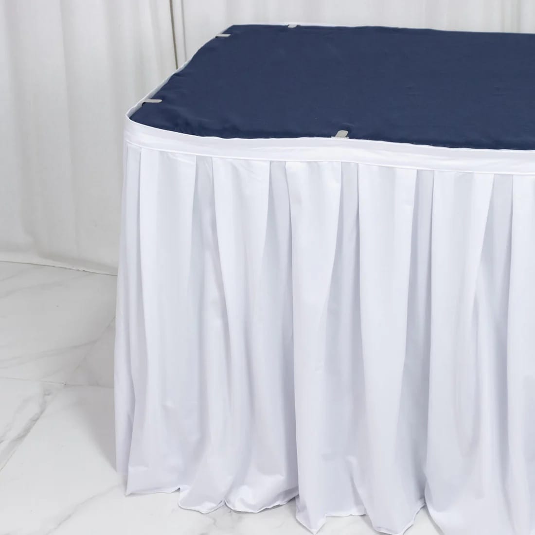 Scuba Polyester Table Skirt with Shirred Pleats
