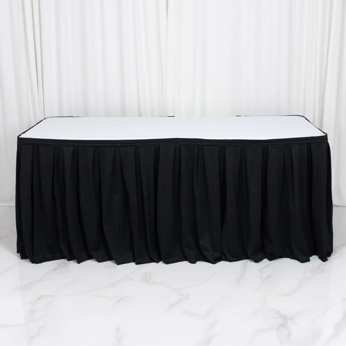 Scuba Polyester Table Skirt with Shirred Pleats