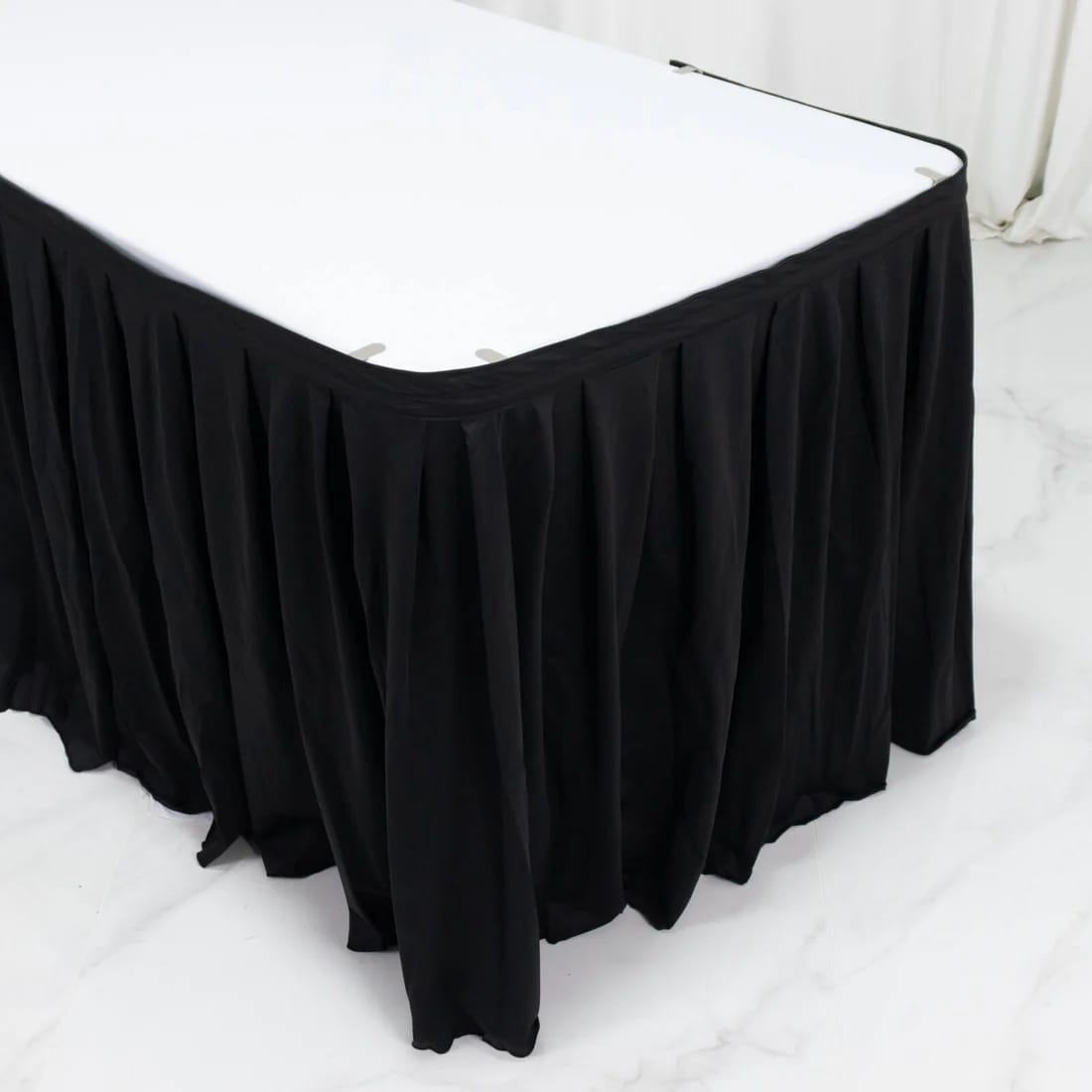 Scuba Polyester Table Skirt with Shirred Pleats