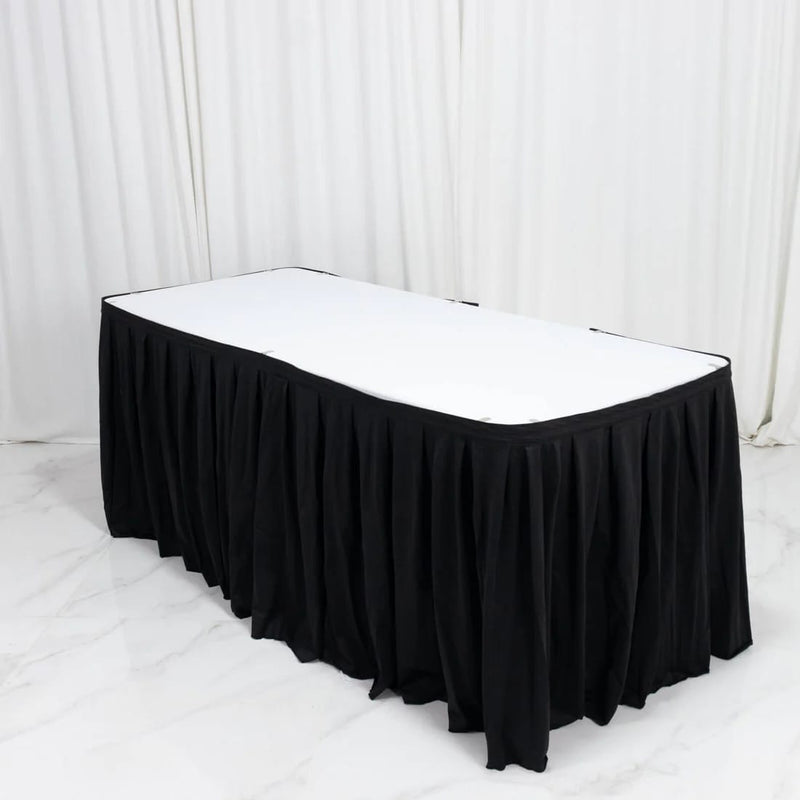 Scuba Polyester Table Skirt with Shirred Pleats