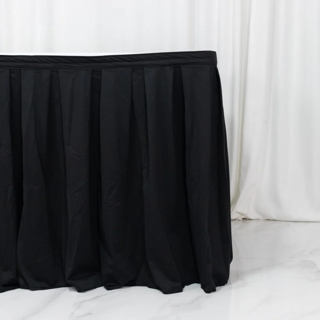 Scuba Polyester Table Skirt with Shirred Pleats