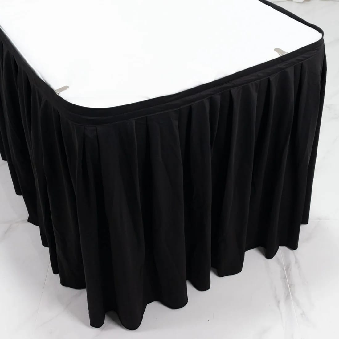 Scuba Polyester Table Skirt with Shirred Pleats