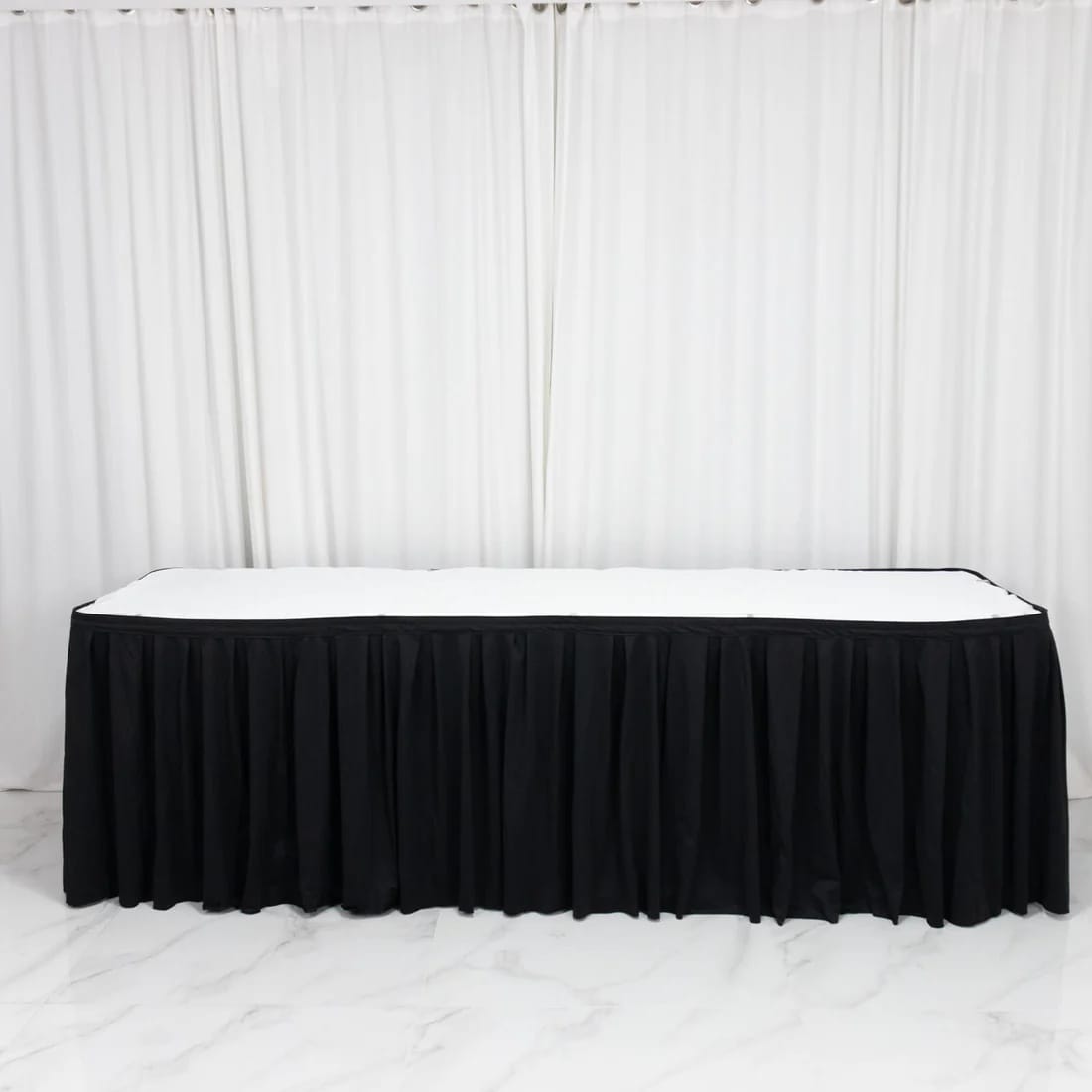 Scuba Polyester Table Skirt with Shirred Pleats
