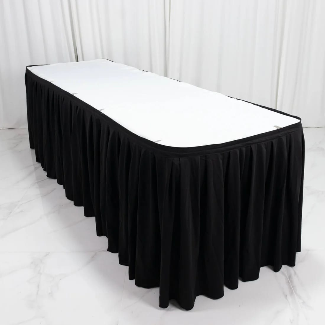 Scuba Polyester Table Skirt with Shirred Pleats