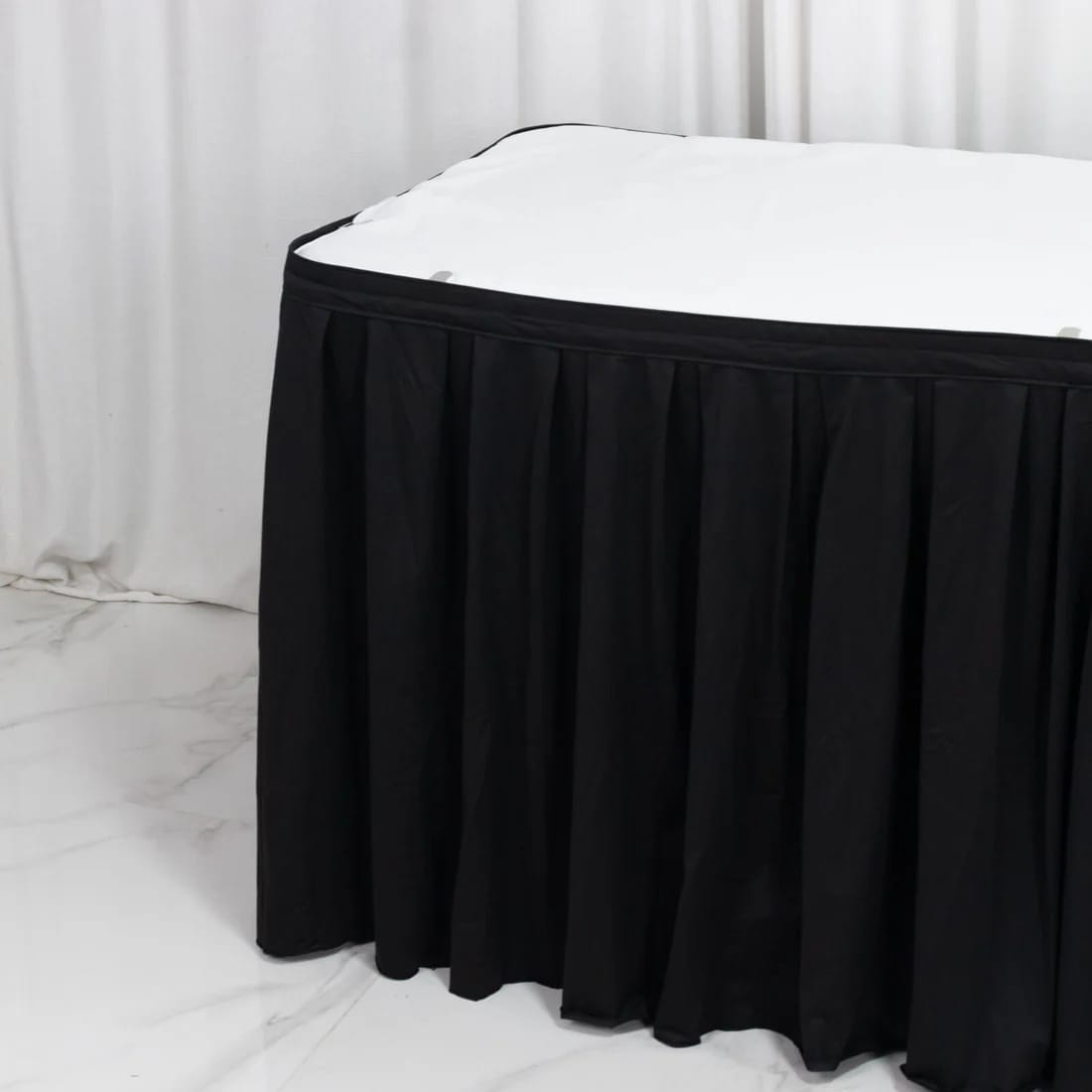 Scuba Polyester Table Skirt with Shirred Pleats
