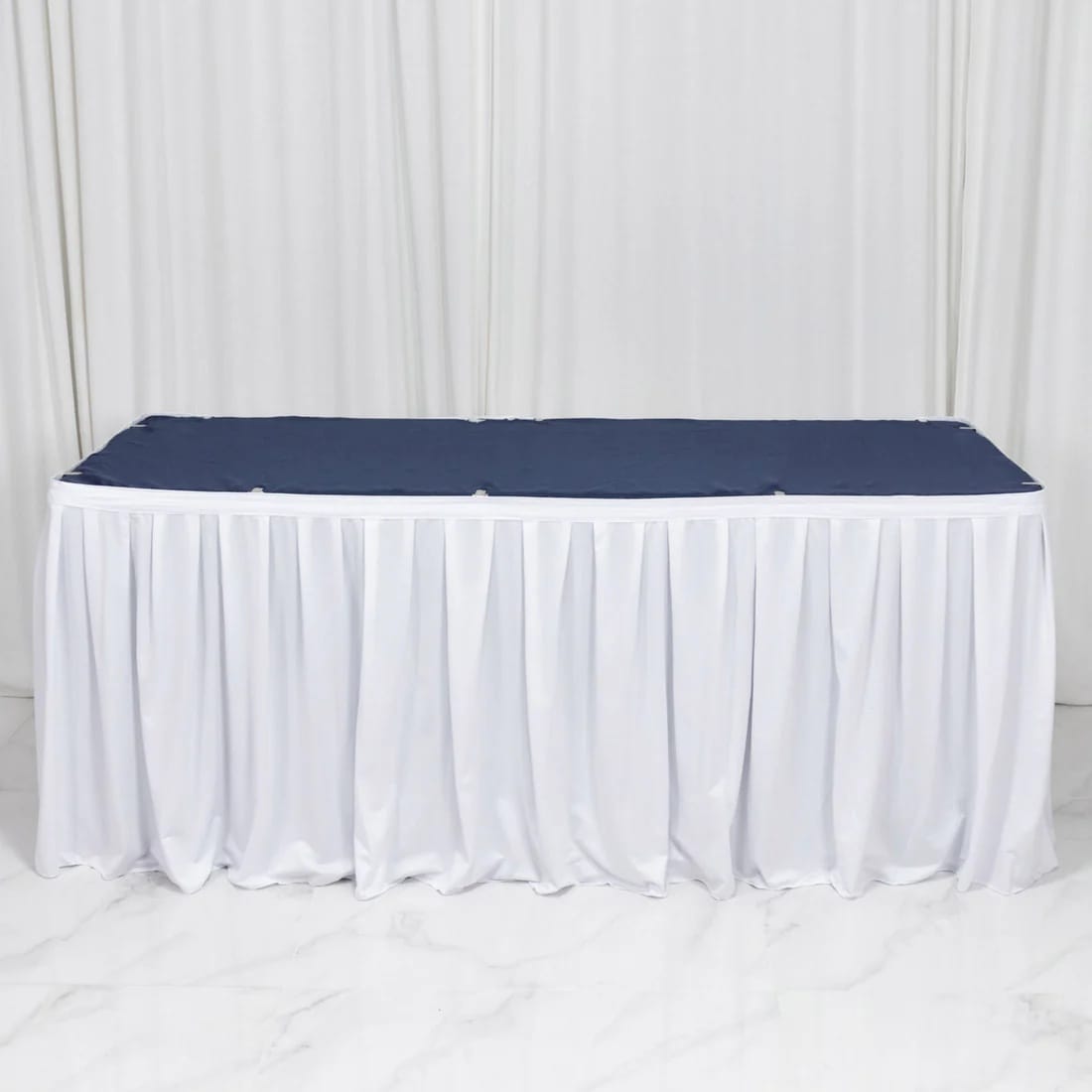Scuba Polyester Table Skirt with Shirred Pleats