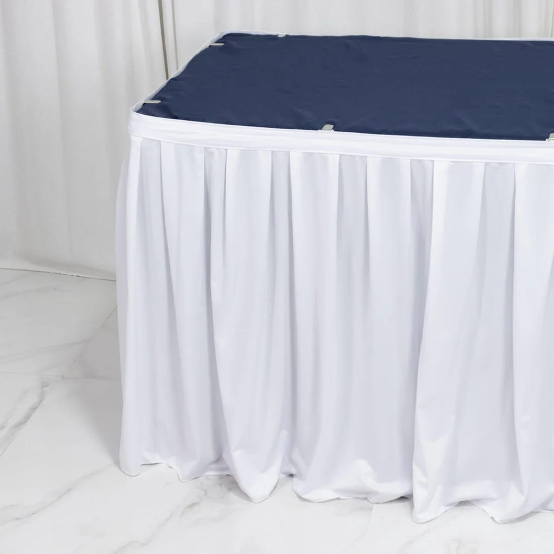Scuba Polyester Table Skirt with Shirred Pleats