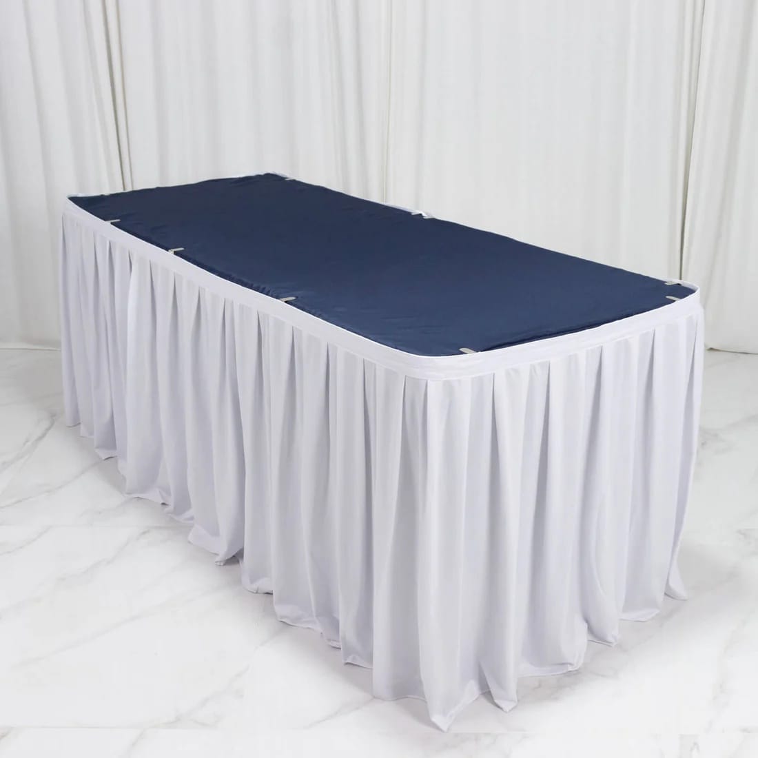 Scuba Polyester Table Skirt with Shirred Pleats