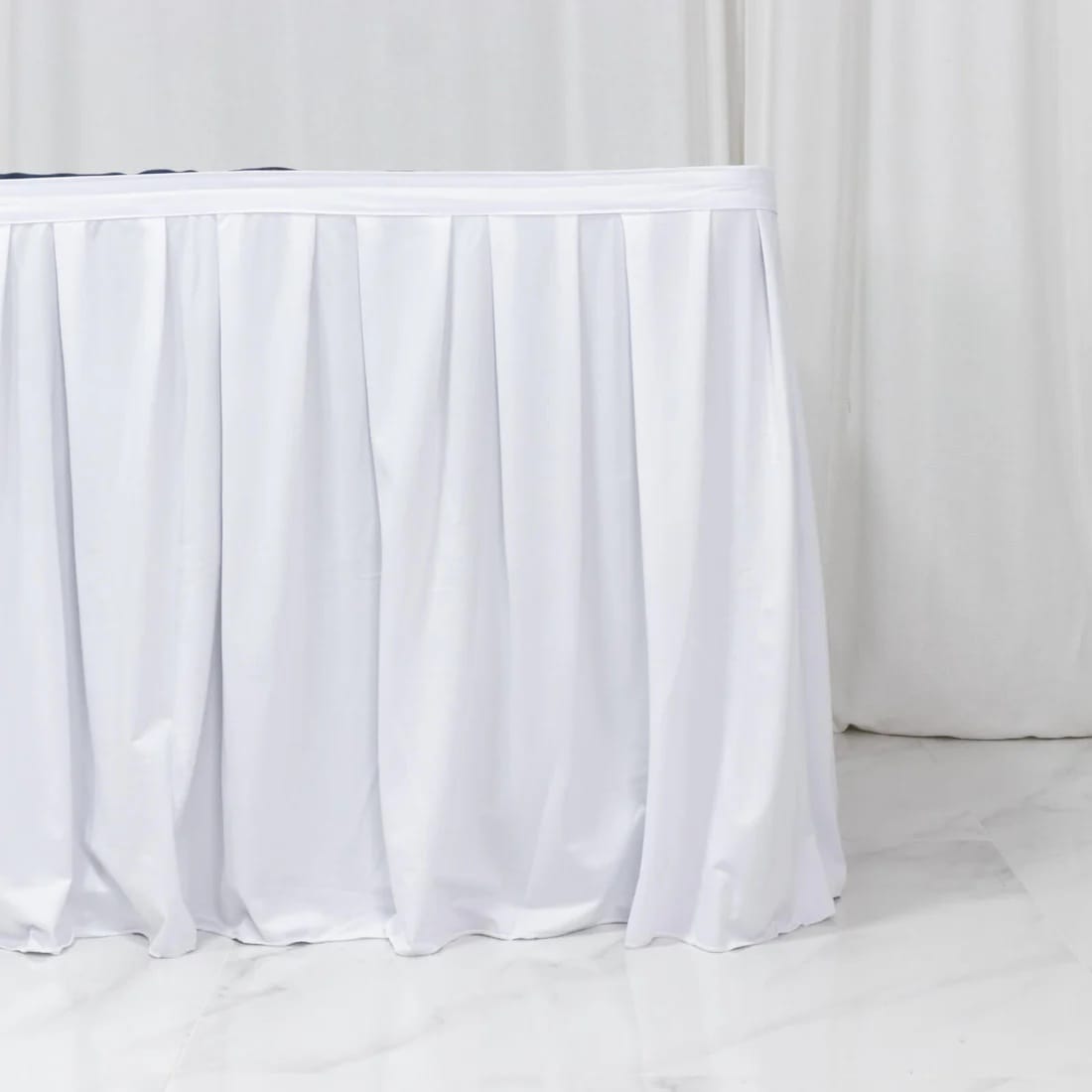 Scuba Polyester Table Skirt with Shirred Pleats