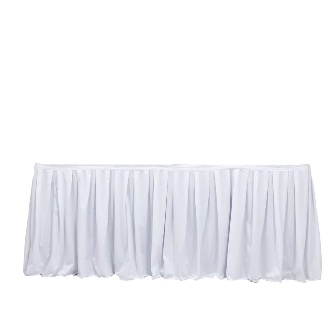 Scuba Polyester Table Skirt with Shirred Pleats SKT_SCUBA_WHT_14