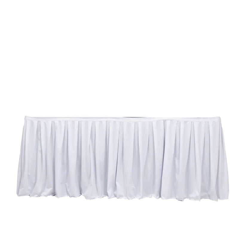 Scuba Polyester Table Skirt with Shirred Pleats SKT_SCUBA_WHT_14