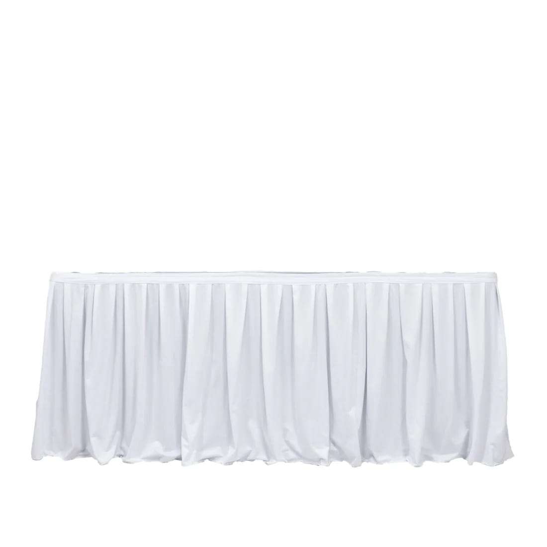 Scuba Polyester Table Skirt with Shirred Pleats SKT_SCUBA_WHT_17