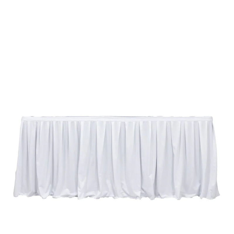 Scuba Polyester Table Skirt with Shirred Pleats SKT_SCUBA_WHT_17