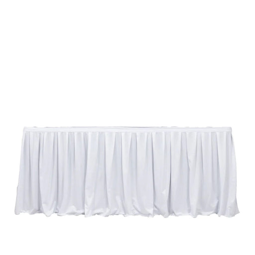Scuba Polyester Table Skirt with Shirred Pleats SKT_SCUBA_WHT_17