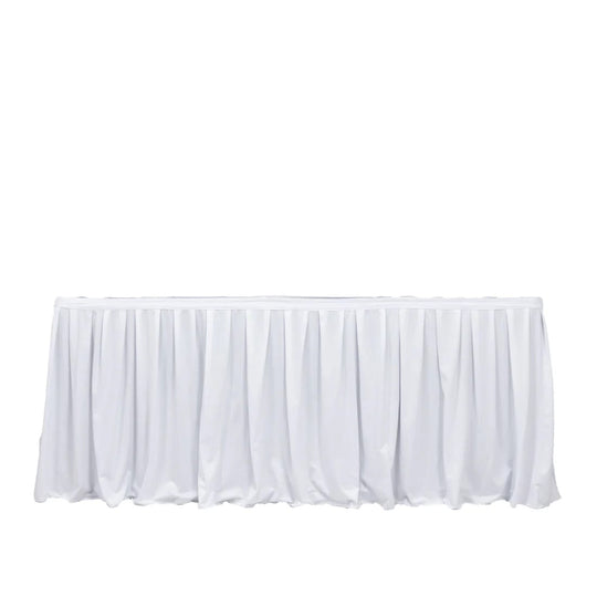 Scuba Polyester Table Skirt with Shirred Pleats SKT_SCUBA_WHT_17