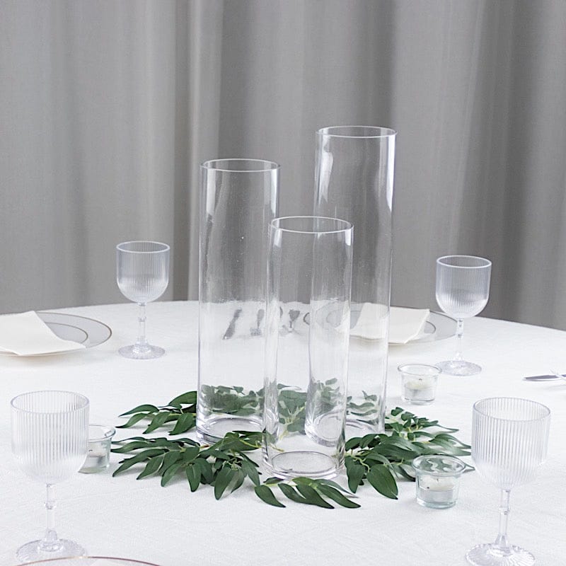 Set of 12", 14", 16" Premium Glass Cylinder Vases Centerpieces - Clear VASE_A3_SET02_CLR
