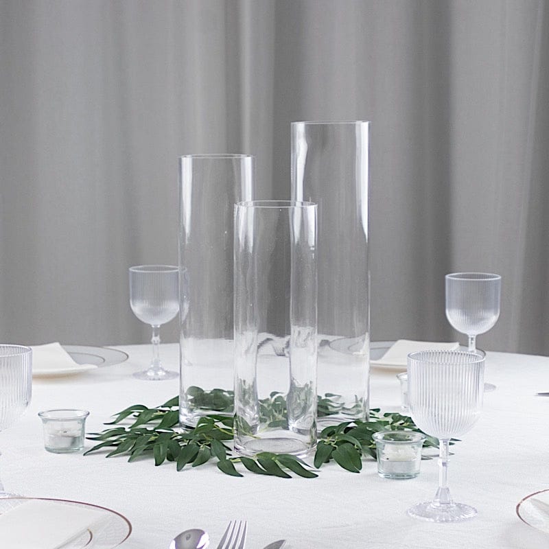 Set of 12", 14", 16" Premium Glass Cylinder Vases Centerpieces - Clear VASE_A3_SET02_CLR