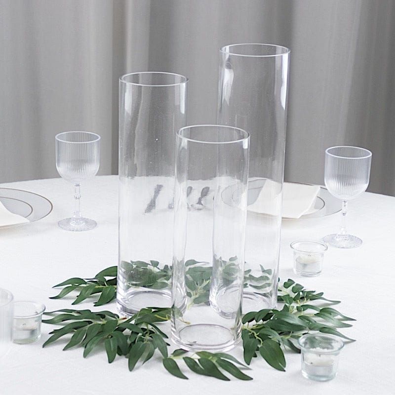 Set of 12", 14", 16" Premium Glass Cylinder Vases Centerpieces - Clear VASE_A3_SET02_CLR