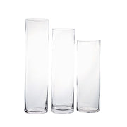 Set of 12", 14", 16" Premium Glass Cylinder Vases Centerpieces - Clear VASE_A3_SET02_CLR
