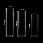 Set of 12", 14", 16" Premium Glass Cylinder Vases Centerpieces - Clear VASE_A3_SET02_CLR