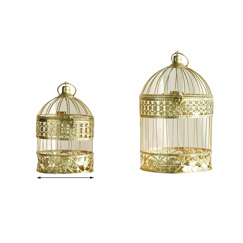 Set of 2 9" and 13" tall Metal Bird Cages Wedding Card Holder Centerpieces - Gold IRON_LG_BDCG_GOLD