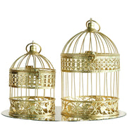 Set of 2 9" and 13" tall Metal Bird Cages Wedding Card Holder Centerpieces - Gold IRON_LG_BDCG_GOLD