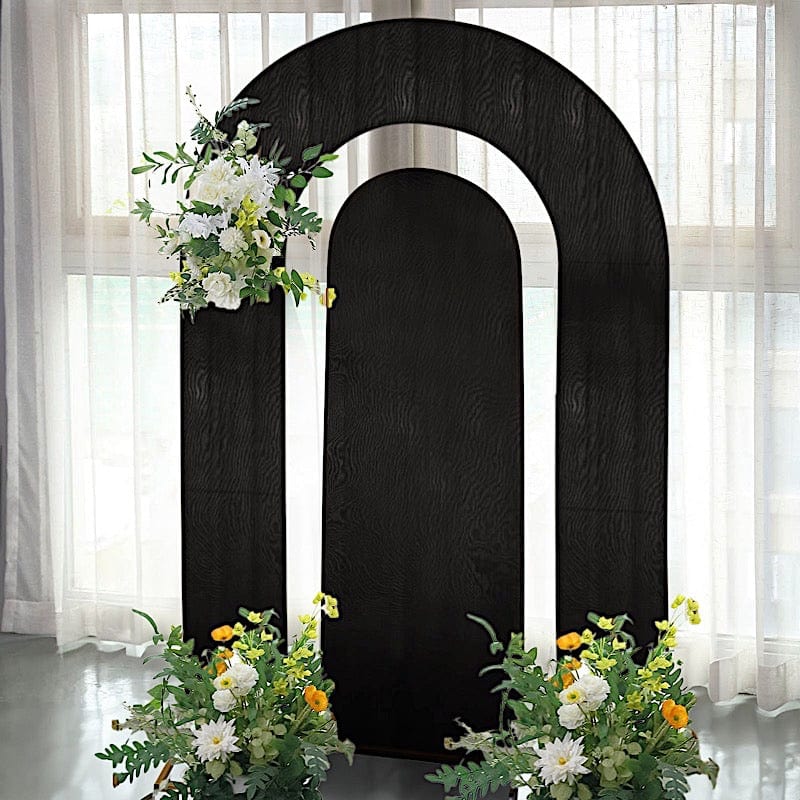 Set of 2 Fitted Spandex Open Arch Double Sided Backdrop Stands Cover