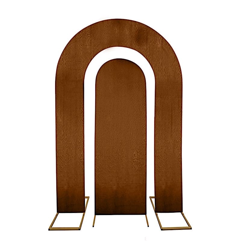 Set of 2 Fitted Spandex Open Arch Double Sided Backdrop Stands Cover IRON_STND18_SPX_SET_BRN